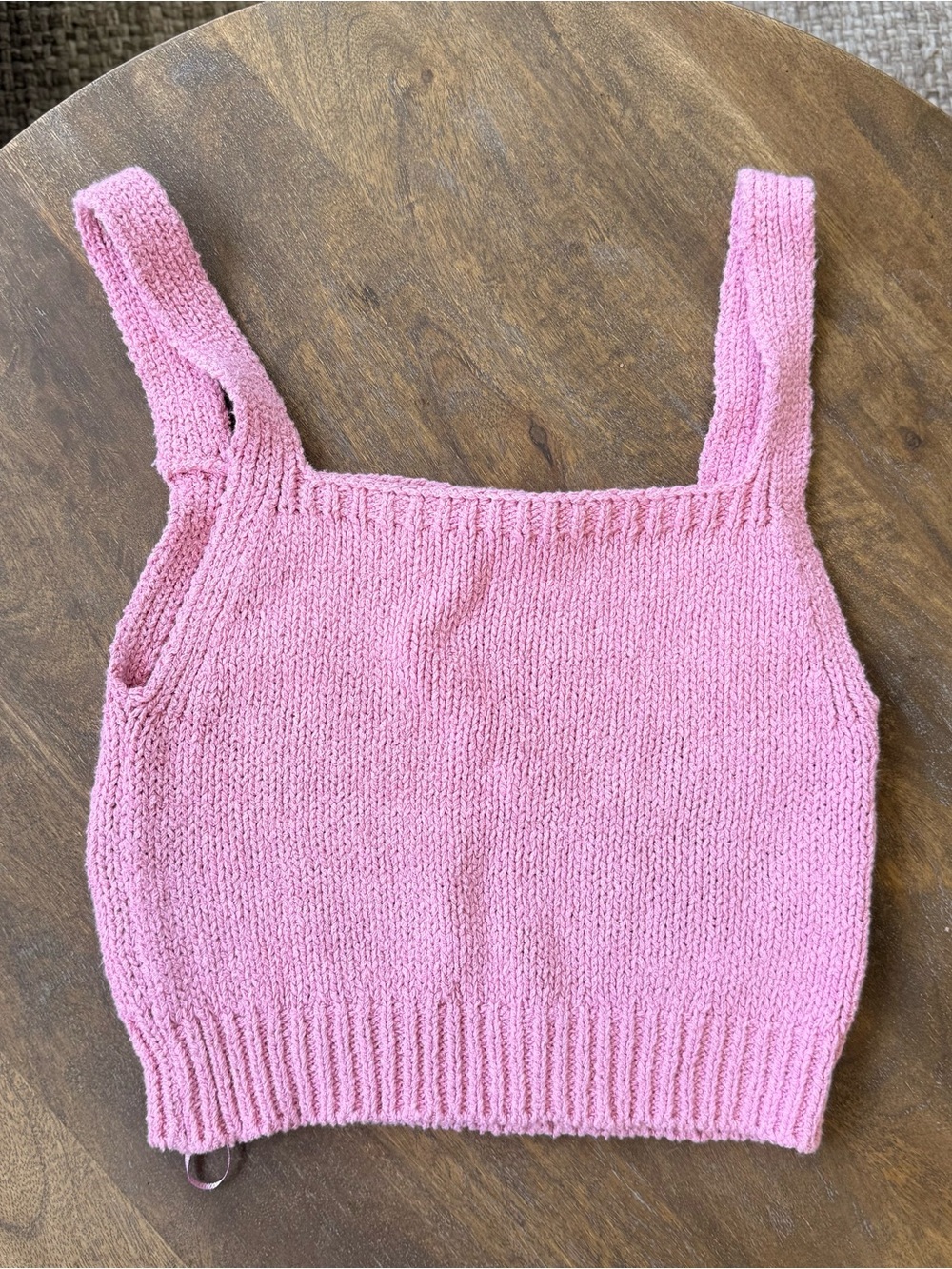 Zara Pink Knit Square-Neck Crop Tank Size Medium